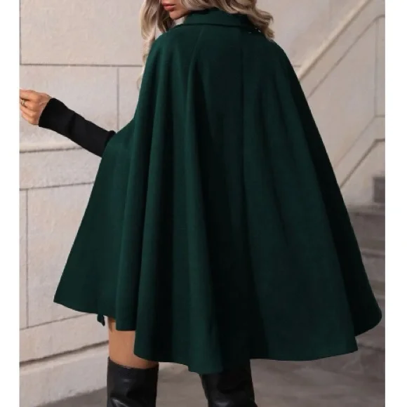 Classic Button Up Double Breasted Cape Jacket - Picture 9 of 16